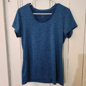 Blue Heathered Cascade Sport Performance T-Shirt Womens Medium